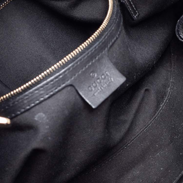 Pre Owned Gucci Black Leather Race Top Handle Bag