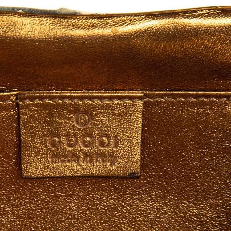 Pre Owned Gucci Metallic Gold GG Beads Small Frame Bag