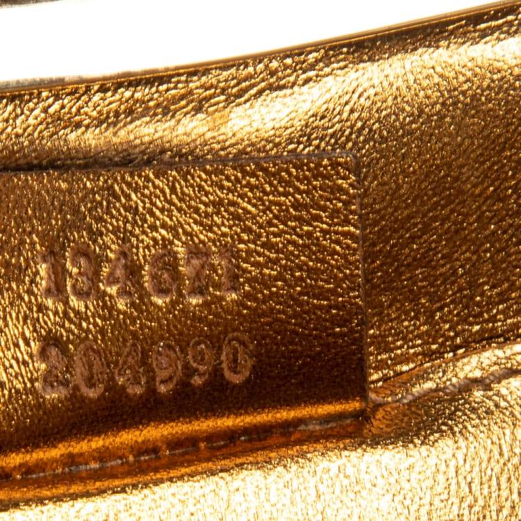 Pre Owned Gucci Metallic Gold GG Beads Small Frame Bag