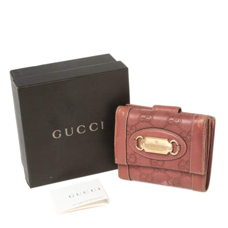 Pre Owned Gucci Pink Guccissima Leather French Wallet