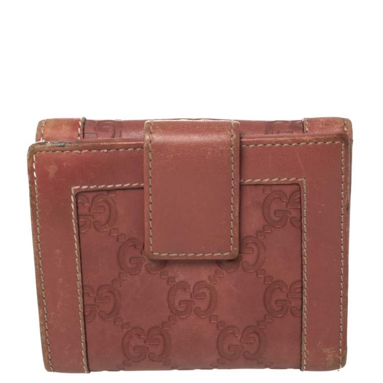 Pre Owned Gucci Pink Guccissima Leather French Wallet