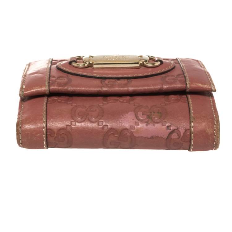 Pre Owned Gucci Pink Guccissima Leather French Wallet