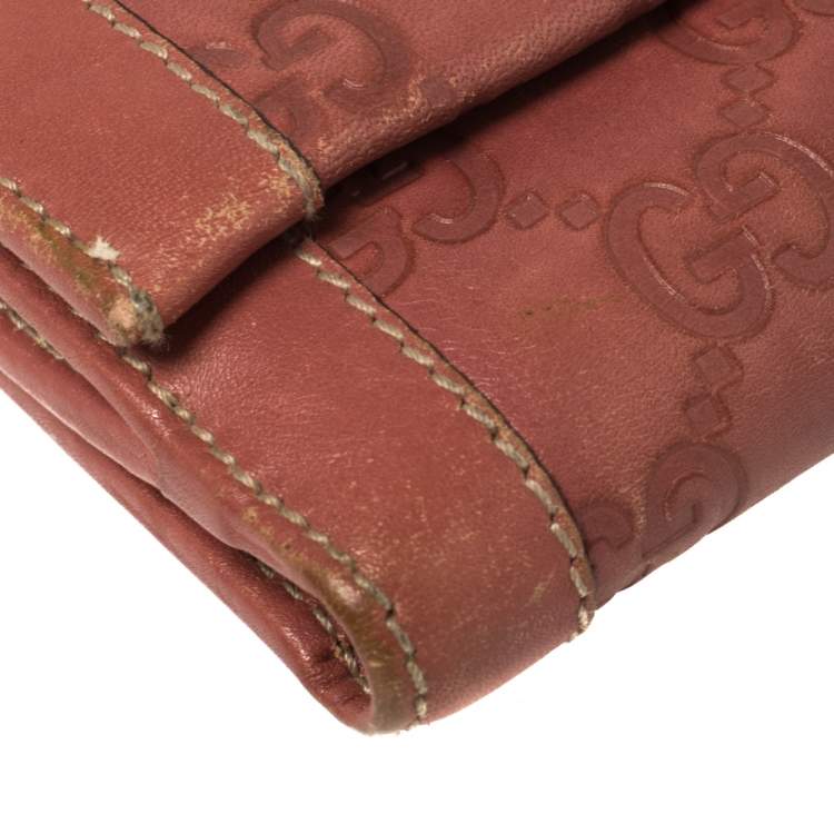 Pre Owned Gucci Pink Guccissima Leather French Wallet