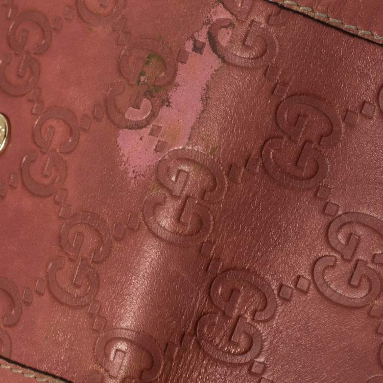 Pre Owned Gucci Pink Guccissima Leather French Wallet
