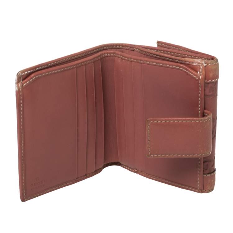 Pre Owned Gucci Pink Guccissima Leather French Wallet
