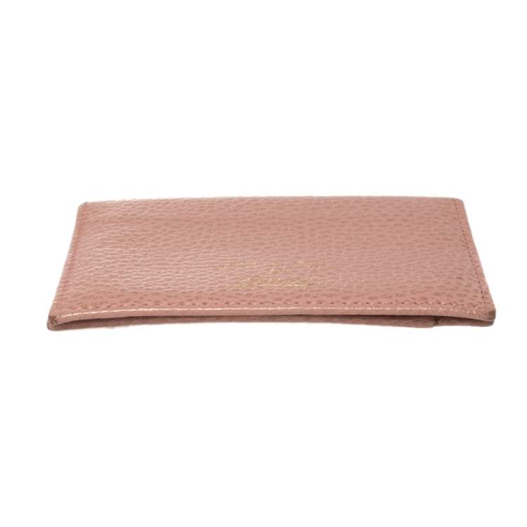 Pre Owned Gucci Pink Leather Card Holder