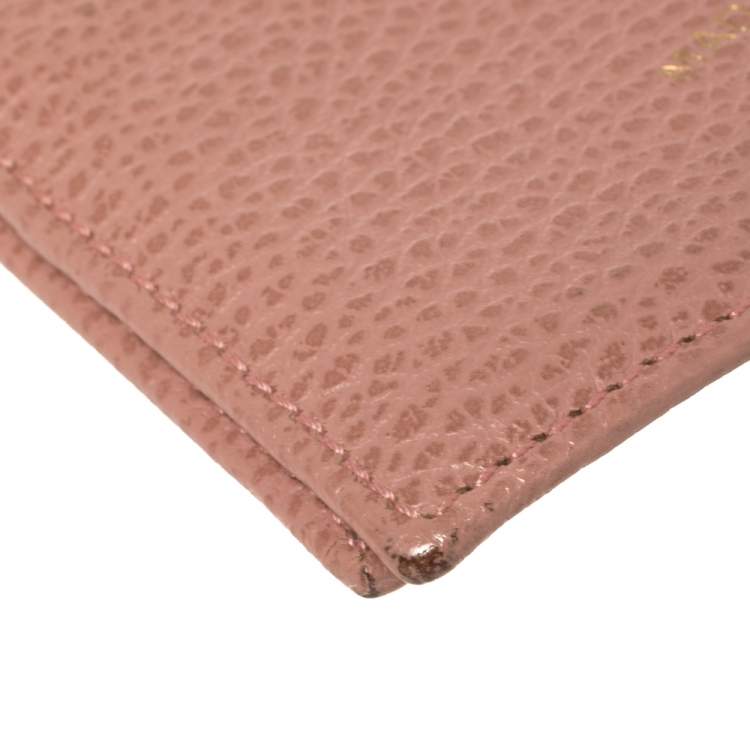 Pre Owned Gucci Pink Leather Card Holder