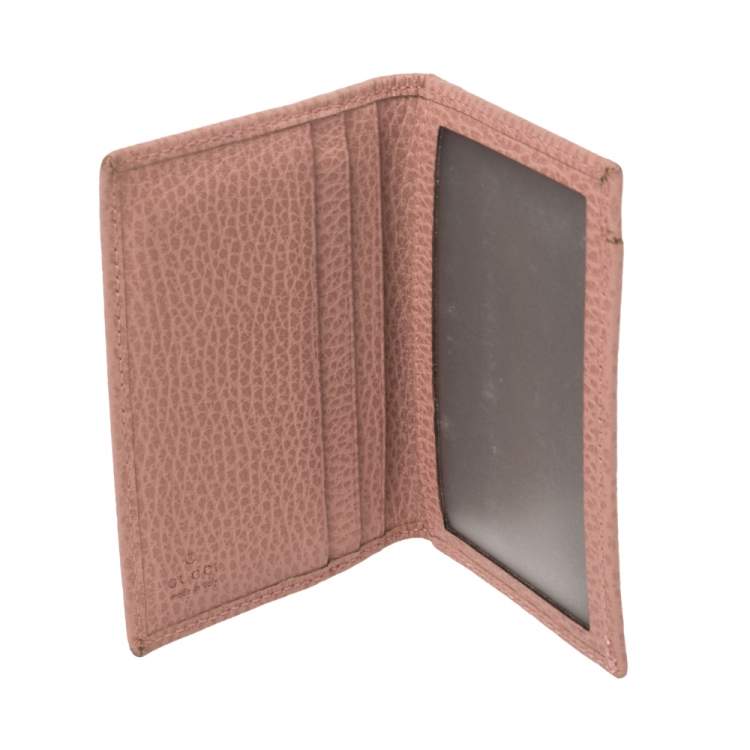 Pre Owned Gucci Pink Leather Card Holder