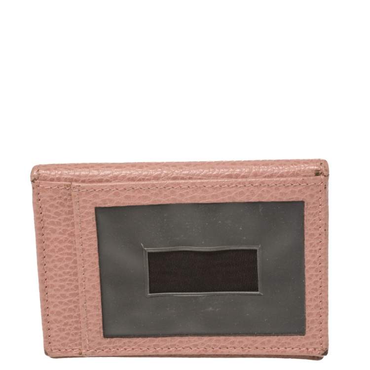 Pre Owned Gucci Pink Leather Card Holder