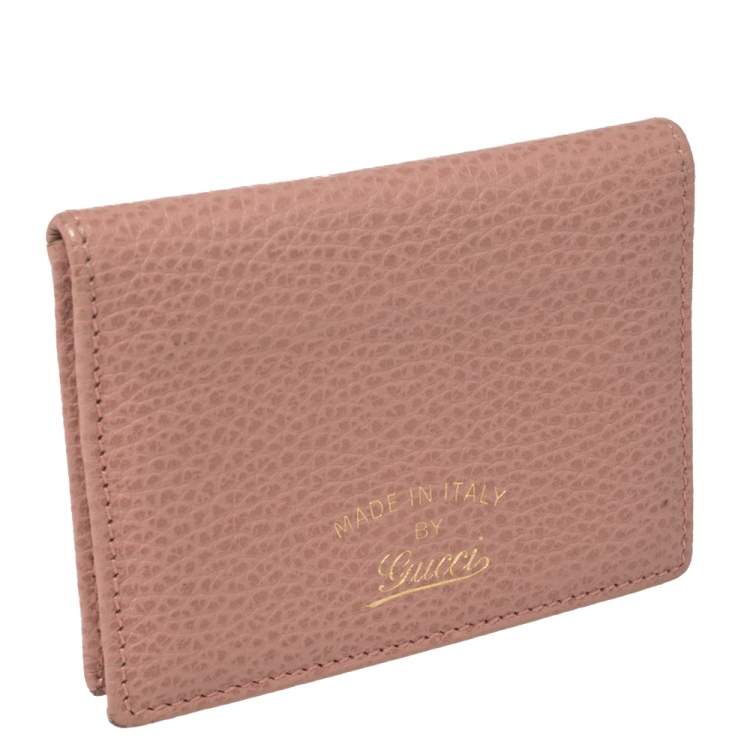 Pre Owned Gucci Pink Leather Card Holder