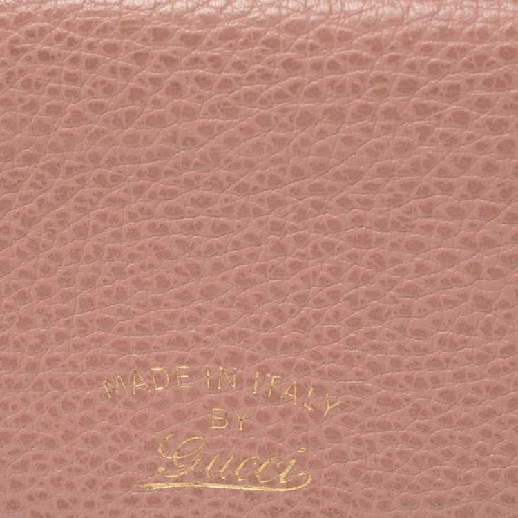 Pre Owned Gucci Pink Leather Card Holder
