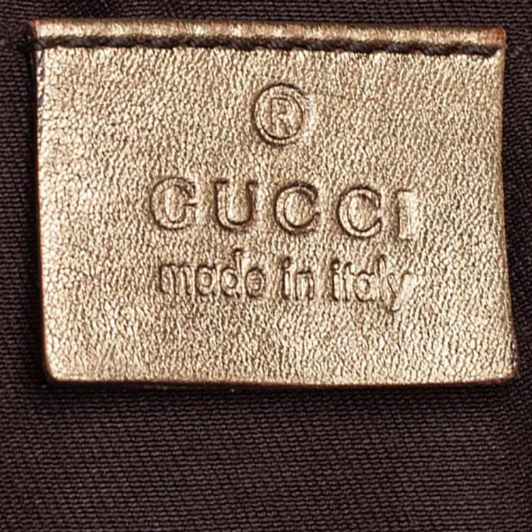 Pre Owned Gucci Brown GG Nylon and Leather Princy Wristlet Clutch