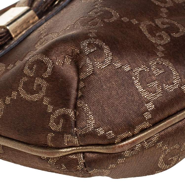 Pre Owned Gucci Brown GG Nylon and Leather Princy Wristlet Clutch