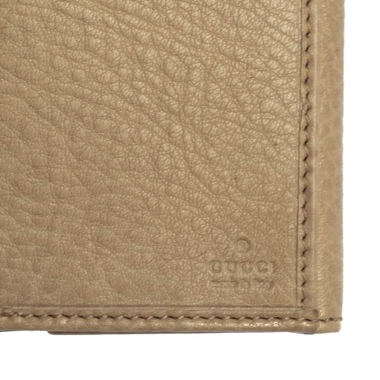 Pre Owned Gucci Beige Leather Interlocking G Continental Wallet