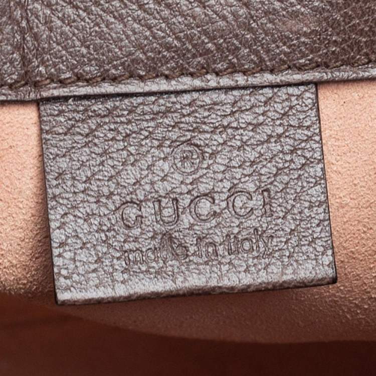 Pre Owned Gucci Beige/Ebony GG Supreme Canvas and Leather Mini Ophidia Bucket Bag 