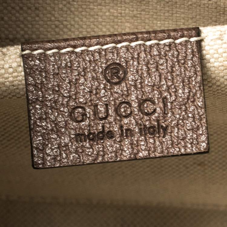 Pre Owned Gucci Beige/Ebony GG Supreme Canvas and Leather Ophidia Boston Bag