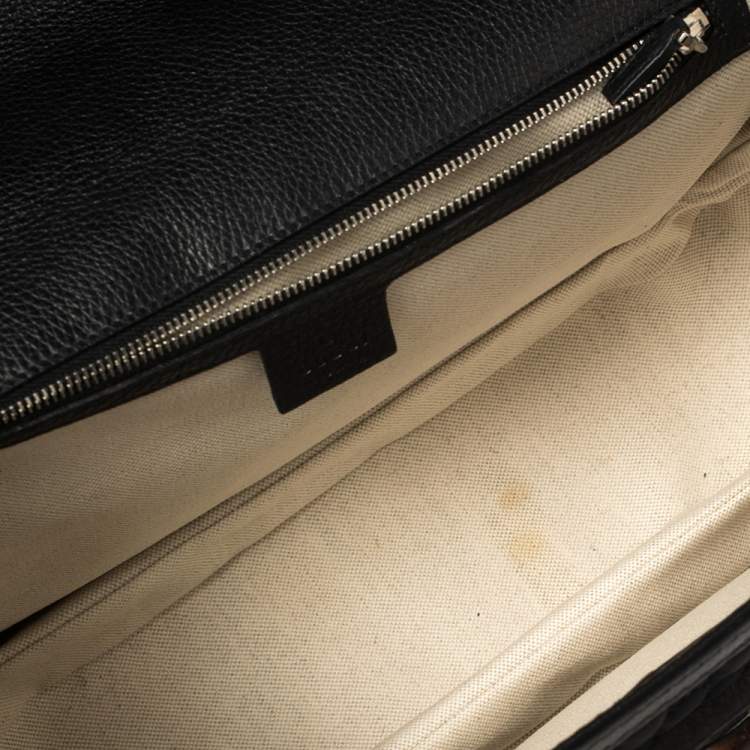Pre Owned Gucci Black GG Neoprene and Leather Large New Bamboo Tassel Top Handle Bag