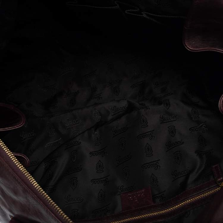 Pre Owned Gucci Burgundy Leather Large Hysteria Tote