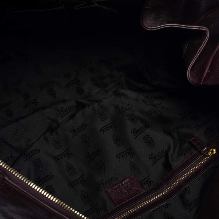 Pre Owned Gucci Burgundy Leather Large Hysteria Tote