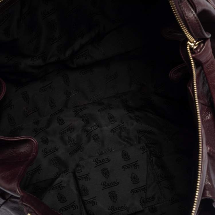 Pre Owned Gucci Burgundy Leather Large Hysteria Tote