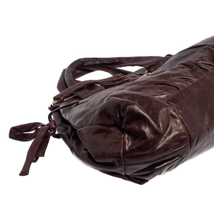 Pre Owned Gucci Burgundy Leather Large Hysteria Tote