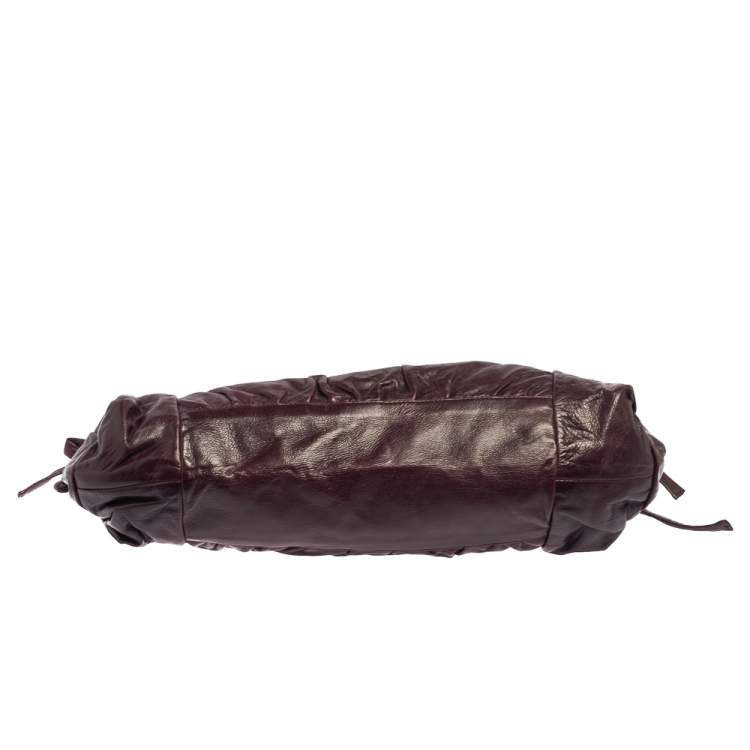Pre Owned Gucci Burgundy Leather Large Hysteria Tote