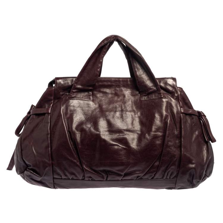Pre Owned Gucci Burgundy Leather Large Hysteria Tote