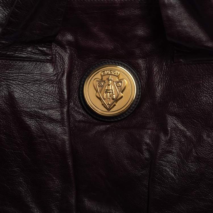 Pre Owned Gucci Burgundy Leather Large Hysteria Tote