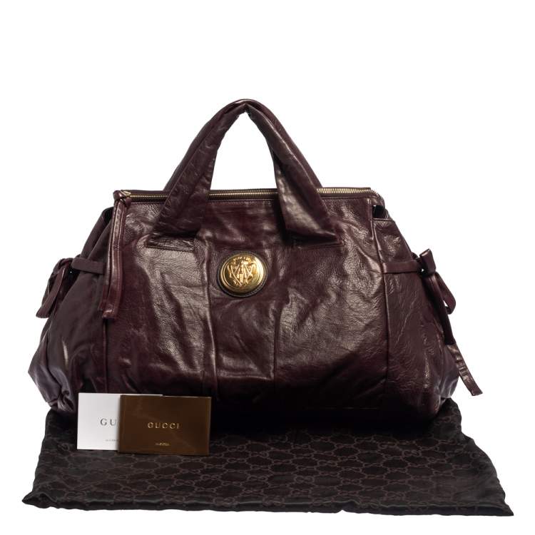 Pre Owned Gucci Burgundy Leather Large Hysteria Tote