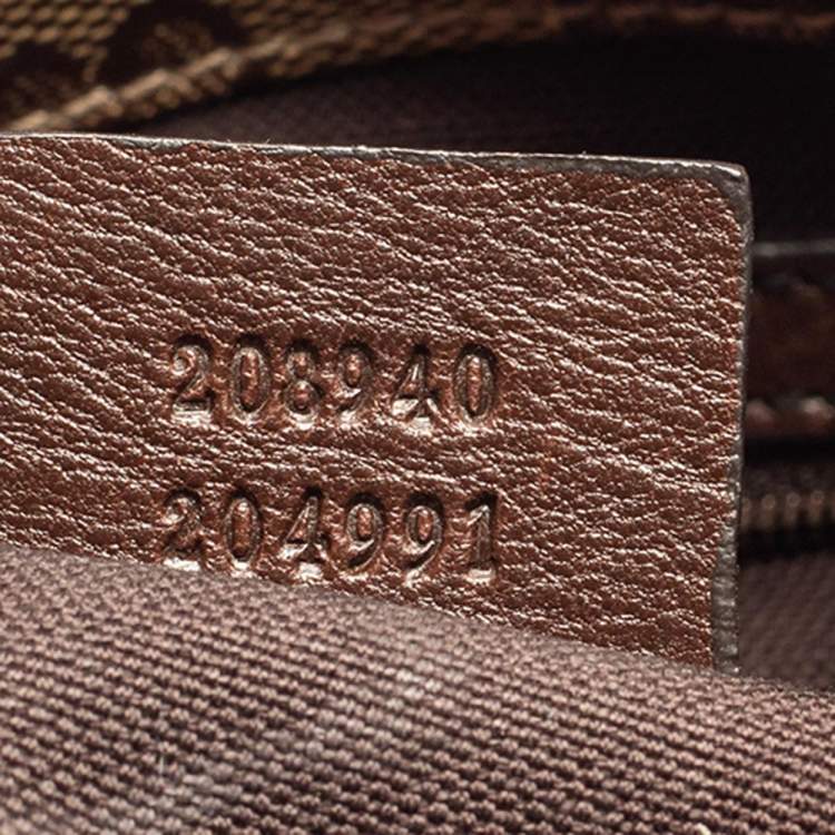 Pre Owned Gucci Beige/Ebony GG Crystal and Leather Large Babouska Vertical Shopping Tote