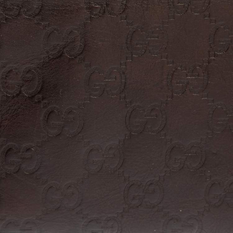 Pre Owned Gucci Dark Brown Guccissima Leather Zip Pouch