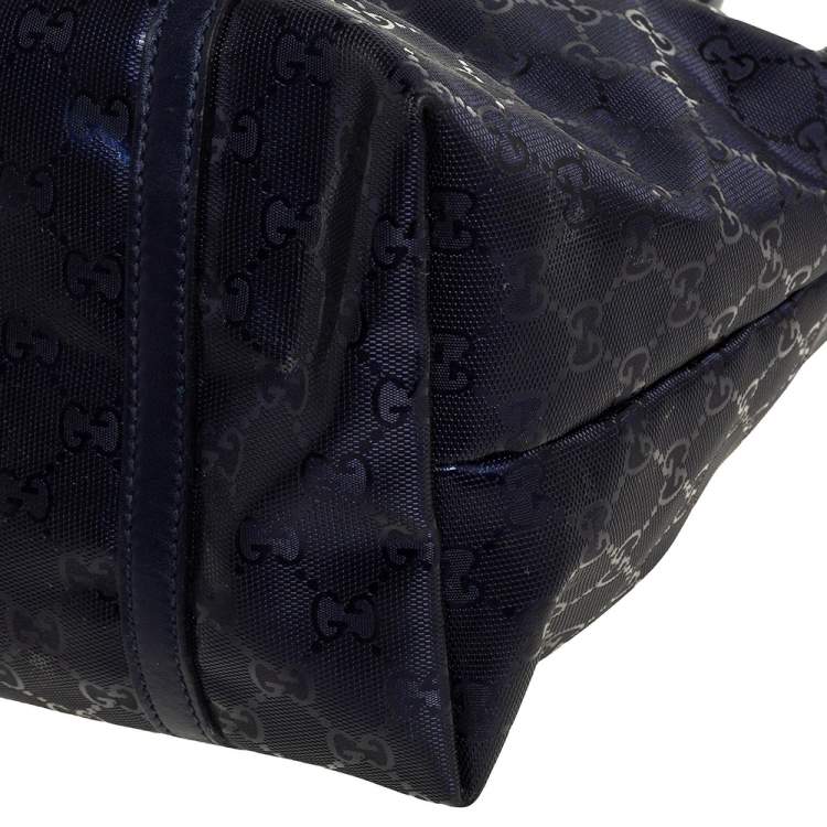 Pre Owned Gucci Blue GG Imprime Canvas and Leather Medium Joy Shopper Tote