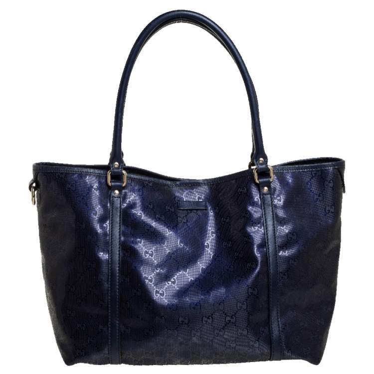 Pre Owned Gucci Blue GG Imprime Canvas and Leather Medium Joy Shopper Tote