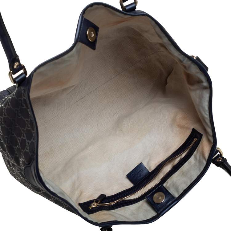 Pre Owned Gucci Blue GG Imprime Canvas and Leather Medium Joy Shopper Tote