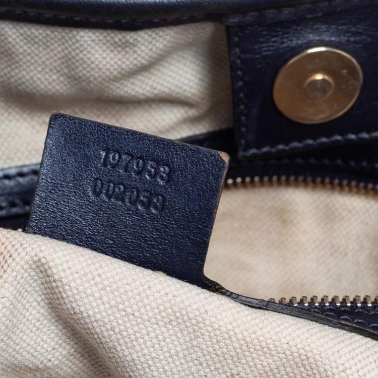 Pre Owned Gucci Blue GG Imprime Canvas and Leather Medium Joy Shopper Tote