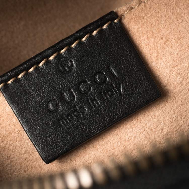 Pre Owned Gucci Black Matelassé Leather GG Marmont Backpack