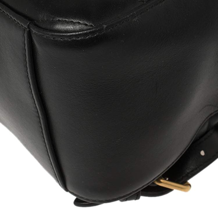 Pre Owned Gucci Black Matelassé Leather GG Marmont Backpack