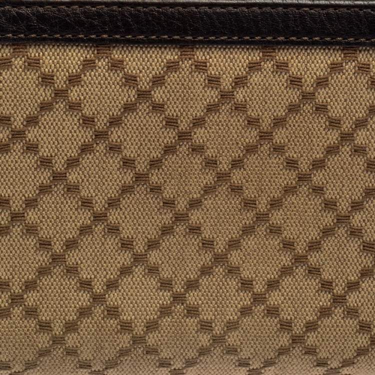 Pre Owned Gucci Beige/Brown Diamante Canvas and Leather Bamboo Tassel Zip Around Wallet