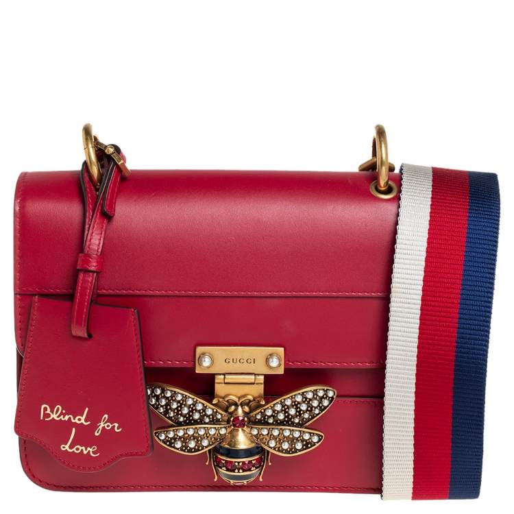 Gucci Bee Embellished Shoulder Bag in Red