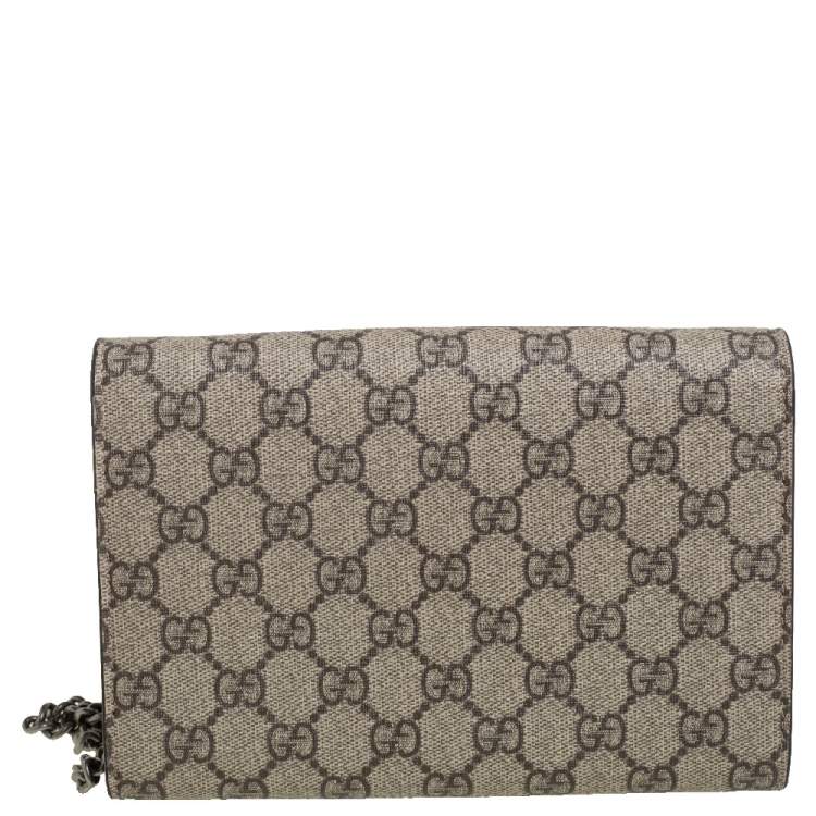 Pre Owned Gucci Beige/Ebony GG Supreme Dionysus Wallet On Chain