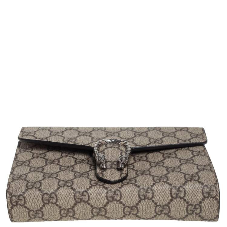 Pre Owned Gucci Beige/Ebony GG Supreme Dionysus Wallet On Chain