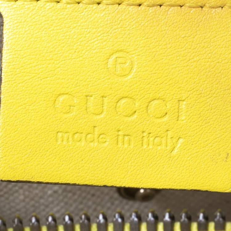 Pre Owned Gucci Yellow Patent Leather Medium Bright Bit Tote
