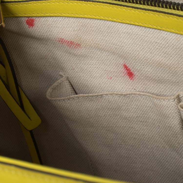 Pre Owned Gucci Yellow Patent Leather Medium Bright Bit Tote
