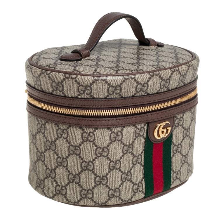 Pre Owned Gucci Beige/Brown GG Coated Canvas Ophidia Cosmetic Case
