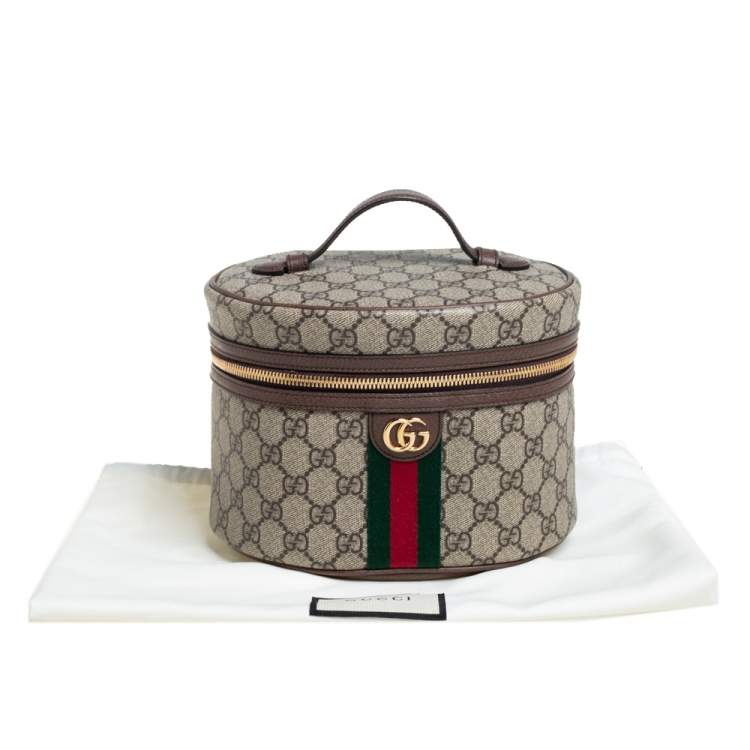 Pre Owned Gucci Beige/Brown GG Coated Canvas Ophidia Cosmetic Case