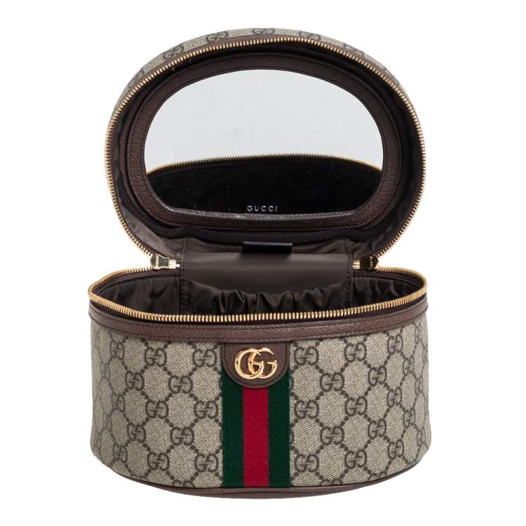 Pre Owned Gucci Beige/Brown GG Coated Canvas Ophidia Cosmetic Case