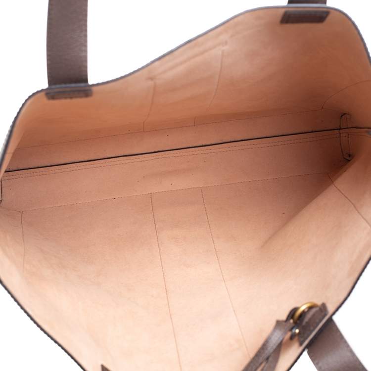 Pre Owned Gucci Beige/Ebony GG Supreme and Leather Large Ophidia Tote