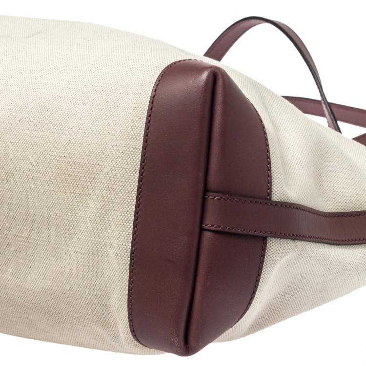 Pre Owned Gucci Brown/Beige Canvas and Leather Medium Craft Tote