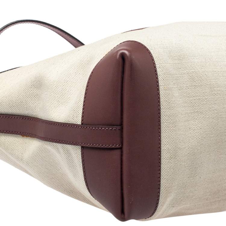 Pre Owned Gucci Brown/Beige Canvas and Leather Medium Craft Tote