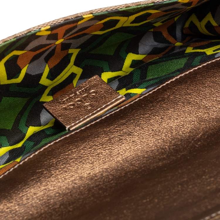 Pre Owned Gucci Beige/Gold GG Canvas and Leather Continental Wallet